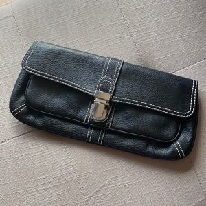 Isabella Fiore Black Leather Clutch